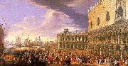 Luca Carlevaris Entry of the Earl of Manchester into the Doge's Palace oil painting on canvas